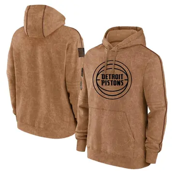 Detroit Pistons 2023 Salute to Service Club Pullover Hoodie - Youth Brown