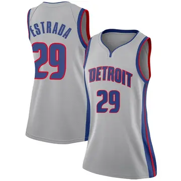 Detroit Pistons Aaron Estrada Silver Jersey - Statement Edition - Women's Swingman