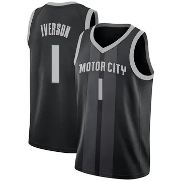 Detroit Pistons Allen Iverson 2018/19 Jersey - City Edition - Men's Swingman Black