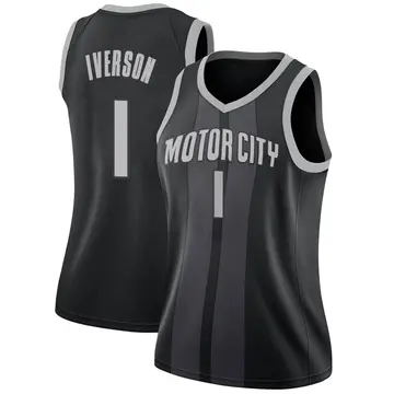 Detroit Pistons Allen Iverson 2018/19 Jersey - City Edition - Women's Swingman Black