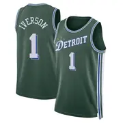 Detroit Pistons Allen Iverson 2022/23 City Edition Jersey - Men's Swingman Green