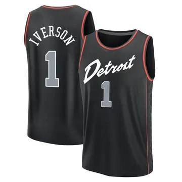 Detroit Pistons Allen Iverson 2023/24 City Edition Jersey - Men's Fast Break Black