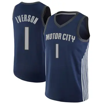 Detroit Pistons Allen Iverson Jersey - City Edition - Men's Swingman Navy