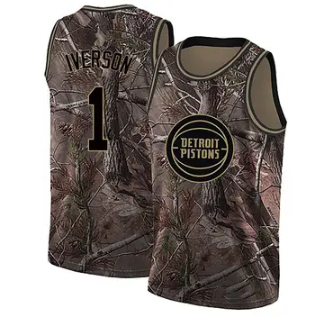 Detroit Pistons Allen Iverson Realtree Collection Jersey - Men's Swingman Camo