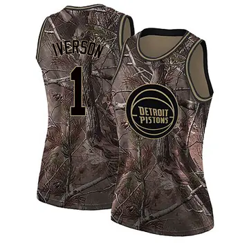 Detroit Pistons Allen Iverson Realtree Collection Jersey - Women's Swingman Camo