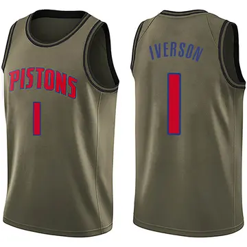 Detroit Pistons Allen Iverson Salute to Service Jersey - Youth Swingman Green