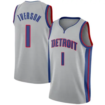 Detroit Pistons Allen Iverson Silver Jersey - Statement Edition - Men's Swingman