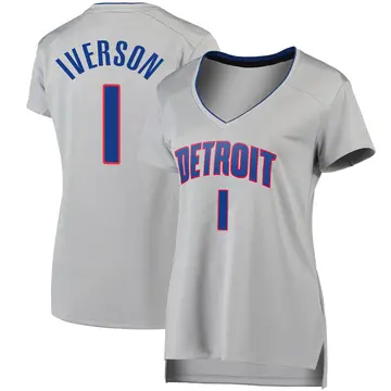 Detroit Pistons Allen Iverson Silver Jersey - Statement Edition - Women's Fast Break