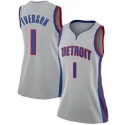 Detroit Pistons Allen Iverson Silver Jersey - Statement Edition - Women's Swingman