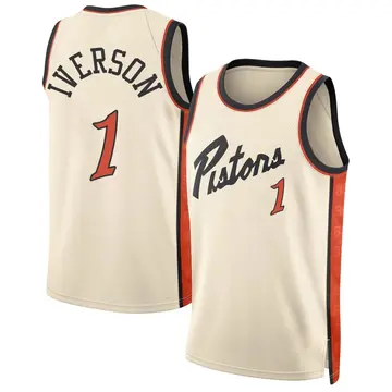 Detroit Pistons Allen Iverson Tan 2024/25 City Edition Jersey - Men's Swingman