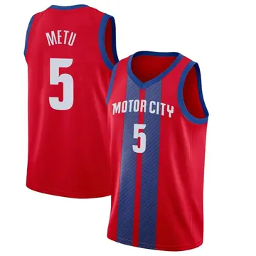 Detroit Pistons Chimezie Metu 2019/20 Finished Jersey - City Edition - Men's Swingman Red