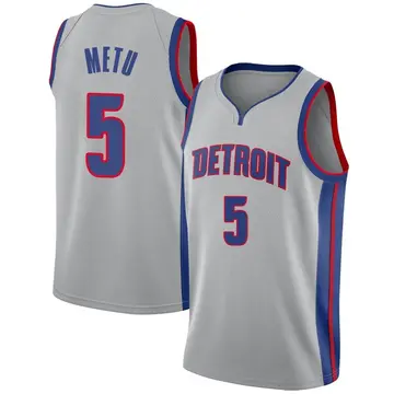 Detroit Pistons Chimezie Metu Silver Jersey - Statement Edition - Men's Swingman