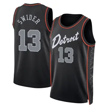 Detroit Pistons Cole Swider 2023/24 City Edition Jersey - Men's Swingman Black