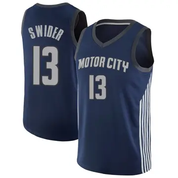 Detroit Pistons Cole Swider Jersey - City Edition - Men's Swingman Navy