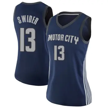 Detroit Pistons Cole Swider Jersey - City Edition - Women's Swingman Navy