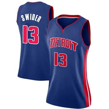 Detroit Pistons Cole Swider Jersey - Icon Edition - Women's Swingman Blue