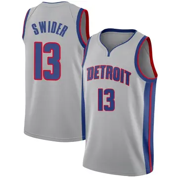 Detroit Pistons Cole Swider Silver Jersey - Statement Edition - Men's Swingman