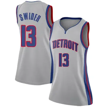 Detroit Pistons Cole Swider Silver Jersey - Statement Edition - Women's Swingman