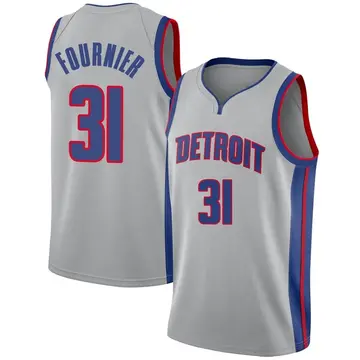 Detroit Pistons Evan Fournier Silver Jersey - Statement Edition - Men's Swingman