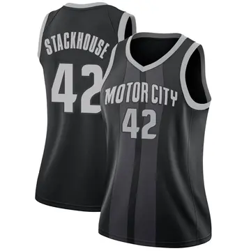 Detroit Pistons Jerry Stackhouse 2018/19 Jersey - City Edition - Women's Swingman Black