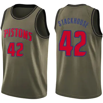 Detroit Pistons Jerry Stackhouse Salute to Service Jersey - Men's Swingman Green