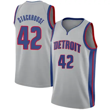 Detroit Pistons Jerry Stackhouse Silver Jersey - Statement Edition - Men's Swingman