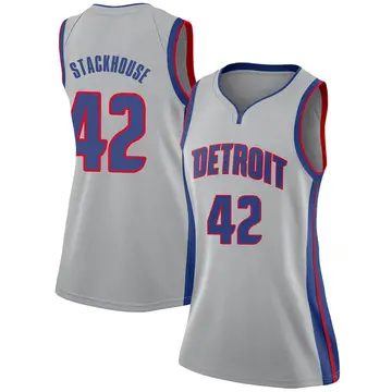 Detroit Pistons Jerry Stackhouse Silver Jersey - Statement Edition - Women's Swingman