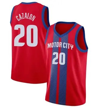 Detroit Pistons Malcolm Cazalon 2019/20 Finished Jersey - City Edition - Men's Swingman Red