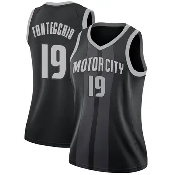 Detroit Pistons Simone Fontecchio 2018/19 Jersey - City Edition - Women's Swingman Black