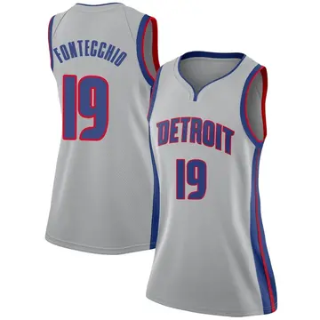 Detroit Pistons Simone Fontecchio Silver Jersey - Statement Edition - Women's Swingman