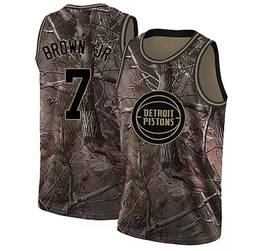 Detroit Pistons Troy Brown Jr. Camo Realtree Collection Jersey - Men's Swingman Brown