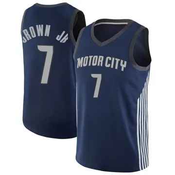 Detroit Pistons Troy Brown Jr. Navy Jersey - City Edition - Men's Swingman Brown