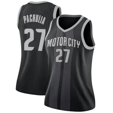 Detroit Pistons Zaza Pachulia 2018/19 Jersey - City Edition - Women's Swingman Black